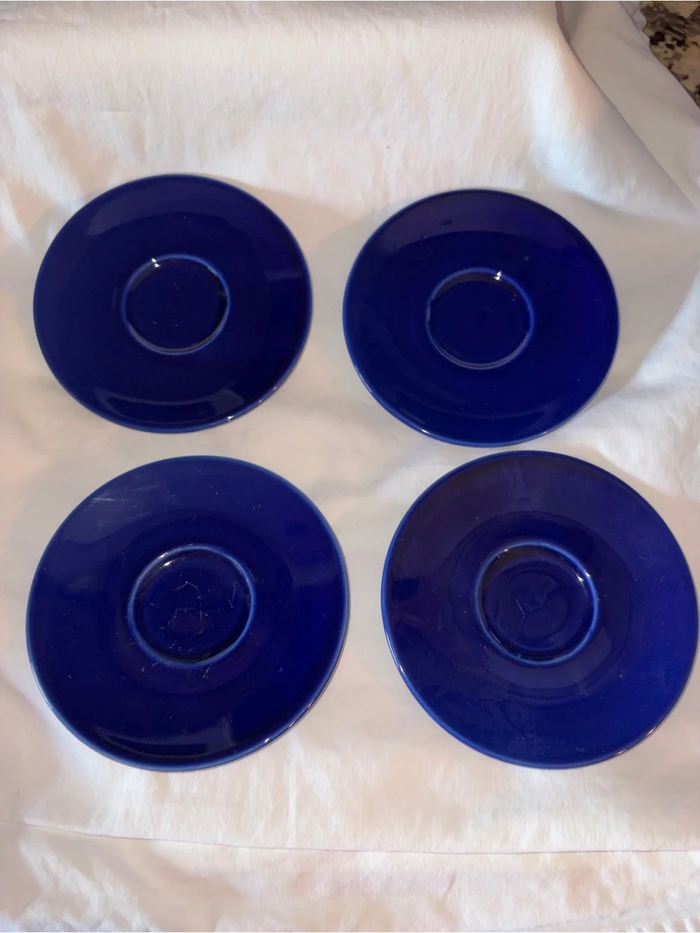 HTF Vintage Syracuse China Set of 4 Demitasse Expresso Cups Saucers cobalt blue